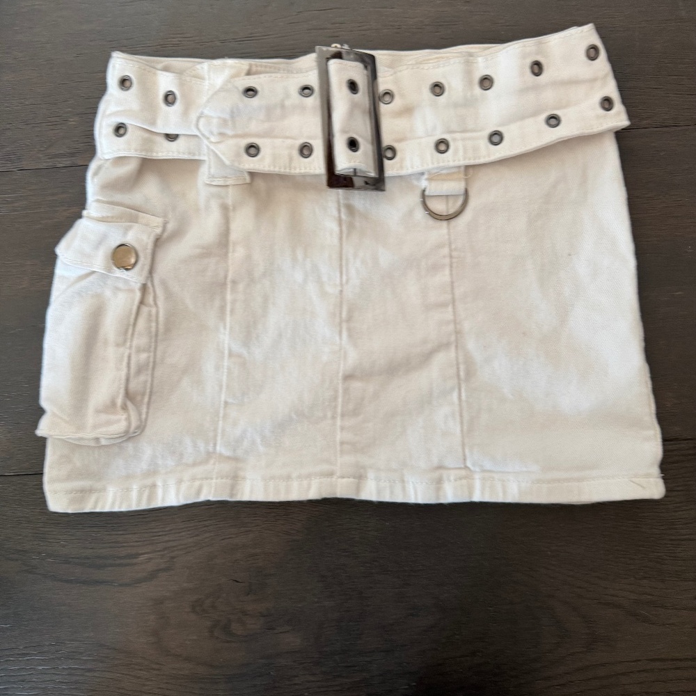 Edikted White jean skirt